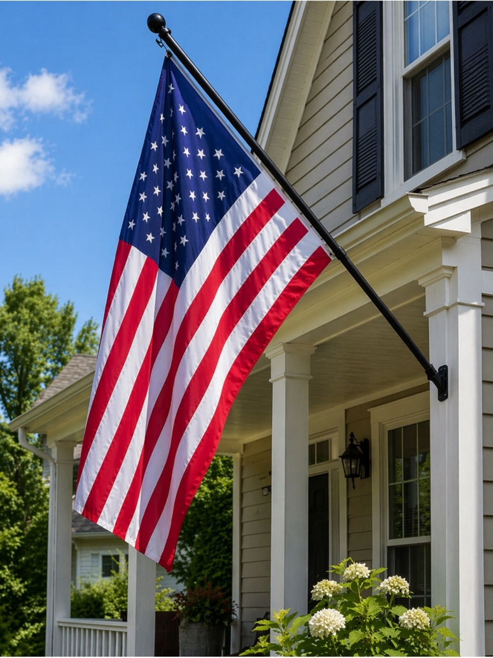 American Flag 3X5 with 6Ft Black Pole & Holder - Red White Blue